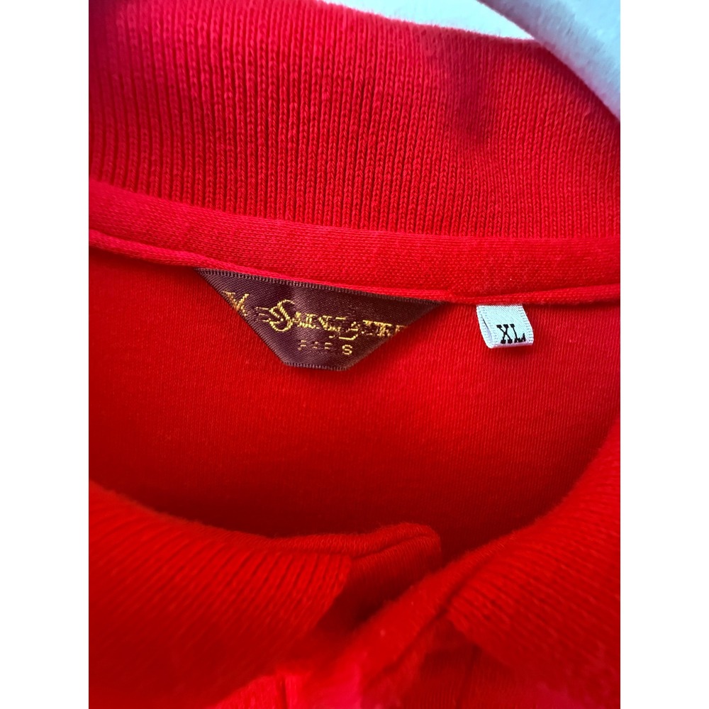 Vintage‎ YSL Mens Long Sleeve Polo Shirt Red Size XL Cotton Pocket Logo Preppy - Picture 3 of 7
